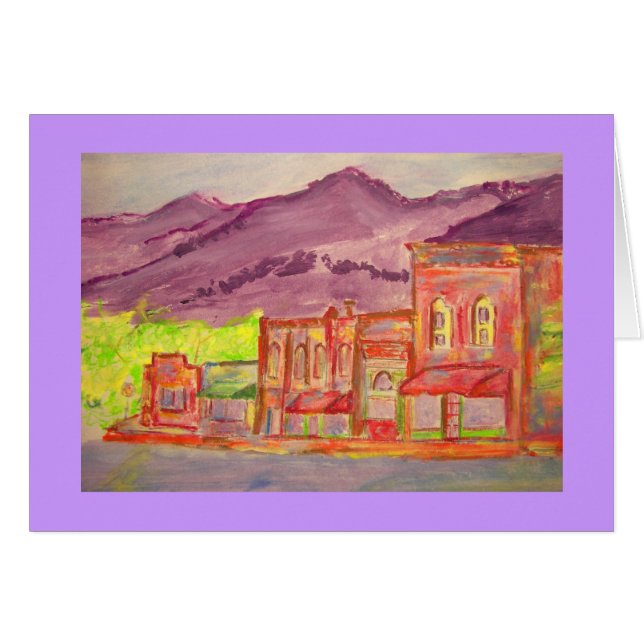 waterverf van de bergstad (Voorkant Horizontaal)