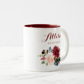 Waterverf van de Burgundy navy florale bridesmaid Tweekleurige Koffiemok (Voorkant rechts)