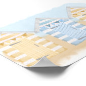 Waterverf van de gele en blauwe strand poster (Hoek)