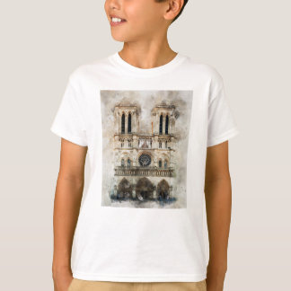 Waterverf van de gevel van de Notre Dame kathedraa T-shirt
