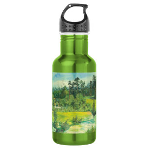 waterverf van de groene vallei waterfles