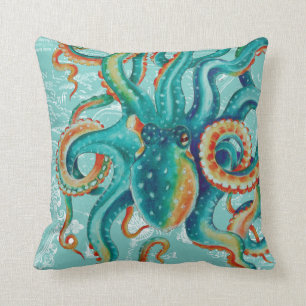Waterverf van de Kaart van de octopus de Kussen