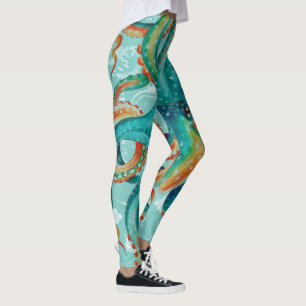 Waterverf van de Kaart van de octopus de Leggings