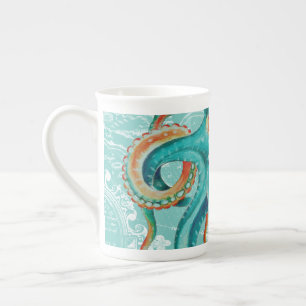Waterverf van de Kaart van de octopus de Porselein Kop