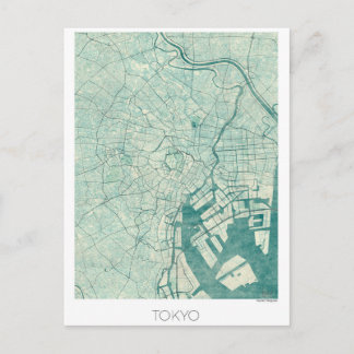 Waterverf van de Kaart van Tokyo de Blauwe Vintage