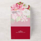 Waterverf van de kerstbruiloft Poinsettia All In One Uitnodiging (Buitenkant)