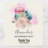 Waterverf van de Kleurrijke Macarons en de Bloemen Wijn Etiket (Enkel label)