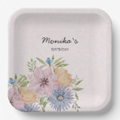 Waterverf van de lente-zomertuin papieren bordje (Voorkant)