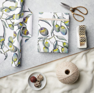 Waterverf van de Magic Olive Branch Handgeschilder Cadeaupapier