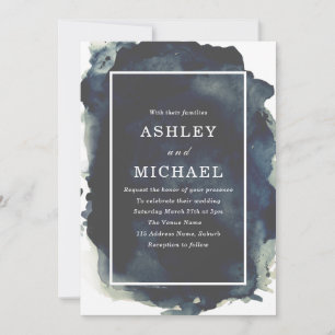 Waterverf van de marine - verf de moderne bruiloft kaart