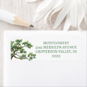 Waterverf van de moderne familiereünie boomtak etiket