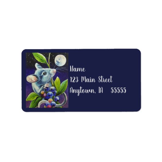 Waterverf van de Mouse Moon en Berries - Zomenavon Etiket (Voorkant)