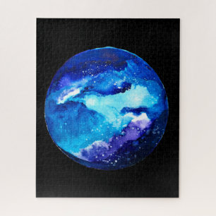Waterverf van de nebula sterrenstelsel van de blau legpuzzel