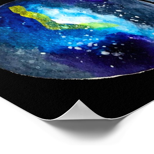 Waterverf van de nebula sterrenstelsel van de blau poster (Hoek)