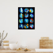 Waterverf van de nebula sterrenstelsel van de blau poster (Keuken)