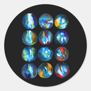 Waterverf van de nebula sterrenstelsel van de blau ronde sticker