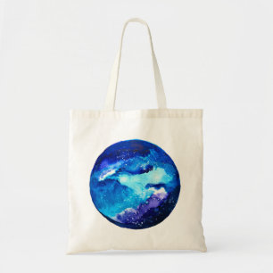 Waterverf van de nebula sterrenstelsel van de blau tote bag