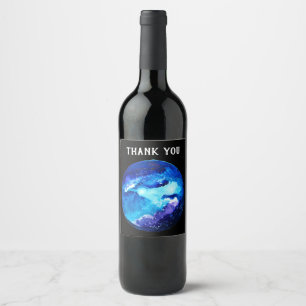 Waterverf van de nebula sterrenstelsel van de blau wijn etiket