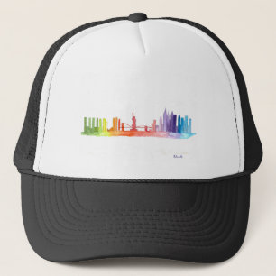 WATERVERF van de NEW YORK CITY skyline kleurig Trucker Pet