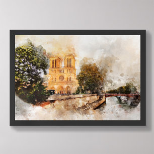 Waterverf van de Notre-Dame kathedraal Foto Afdruk