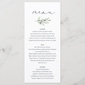 Waterverf van de olijventeelt schilderde bruiloft menu (Voorkant)