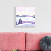 Waterverf van de Paarse winterheuvels Canvas Afdruk (Insitu (Woonkamer))