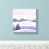 Waterverf van de Paarse winterheuvels Canvas Afdruk (Insitu (Houten vloer))