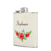 Waterverf van de rode maffia met naam heupfles (Links)