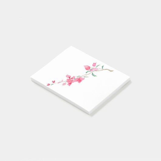 Waterverf van de roodroze Bougainvillea-bloem Post-it® Notes (Schuin)