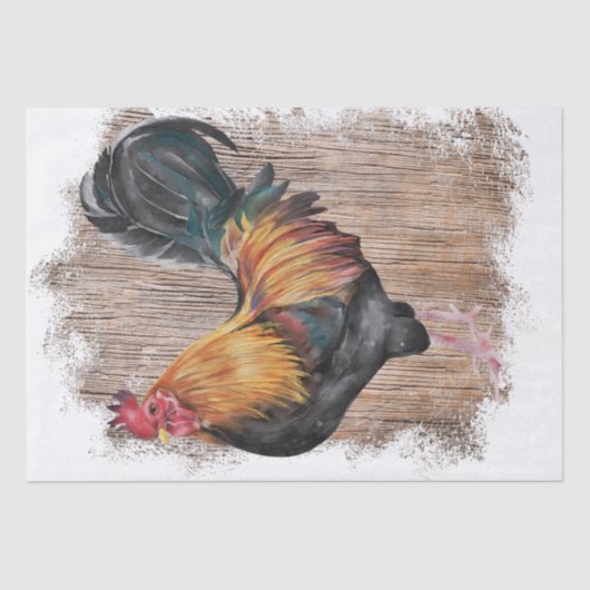 Waterverf van de Rooster van het Boerderij van de  Tissuepapier (Voorkant)
