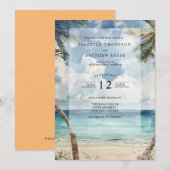 Waterverf van de Seychellen Tropical Beach bruilof Kaart (Voorkant / Achterkant)