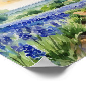 Waterverf van de Texas Hill Country Blue Bonnet Poster (Hoek)