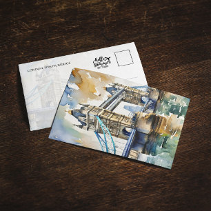 Waterverf van de Tower Bridge in Londen Kaart