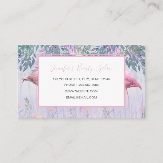 Waterverf van de tropische staartfamilie roze flam visitekaartje (Achterkant)