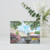 Waterverf van de Viktualienmarkt van München. Briefkaart (Staand voorkant)