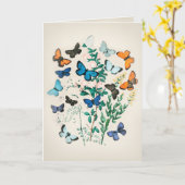  Waterverf van de vlinder Kaart (Gele Bloem)