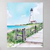 Waterverf van de vuurtoren van Cape Cod Massachuse Poster (Voorkant)
