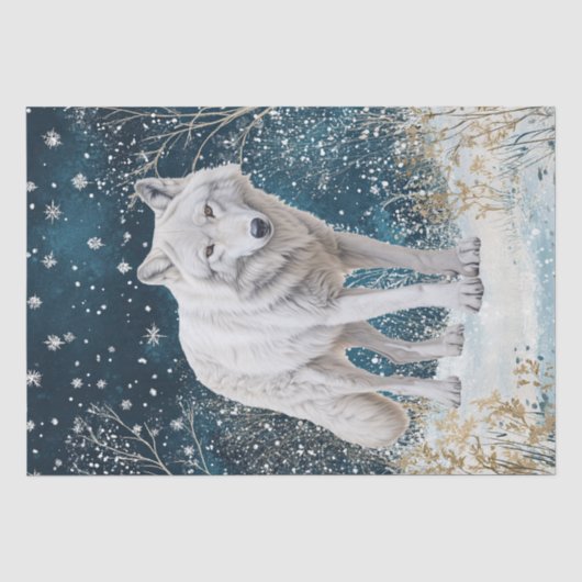 Waterverf van de witte wolf tissuepapier (Voorkant)