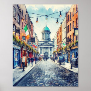 Waterverf van dublin-ierland poster