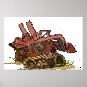 Waterverf van een oranje kat gevolgd door een logg poster