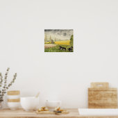 Waterverf van Engelse landvelden en Koeien Poster (Keuken)