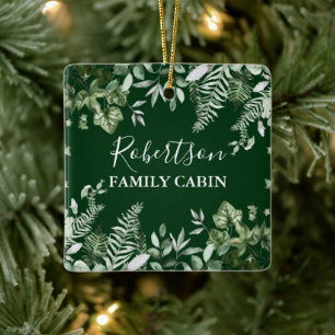 Waterverf van familiecabine Ivy Sage Ferns Green Keramisch Ornament