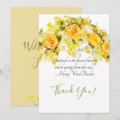 Waterverf van fijne gele rozenbedekking bedankkaart (Voorkant / Achterkant)