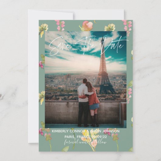  Waterverf van Floral | Datum opslaan Save The Date (Voorkant)