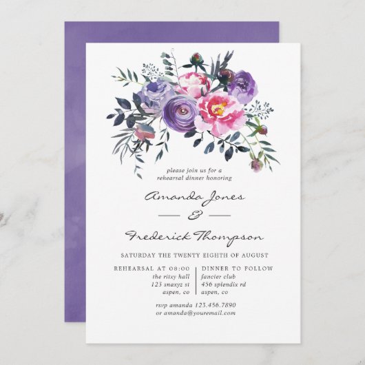 Waterverf van floral kaart (Voorkant / Achterkant)