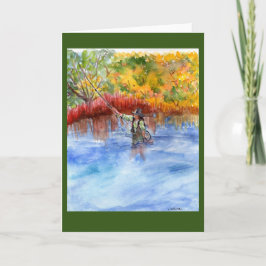 waterverf van Flyfisher + herfstkleuren Kaart
