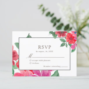 Waterverf van Fuchsia Floral Wedding RSVP