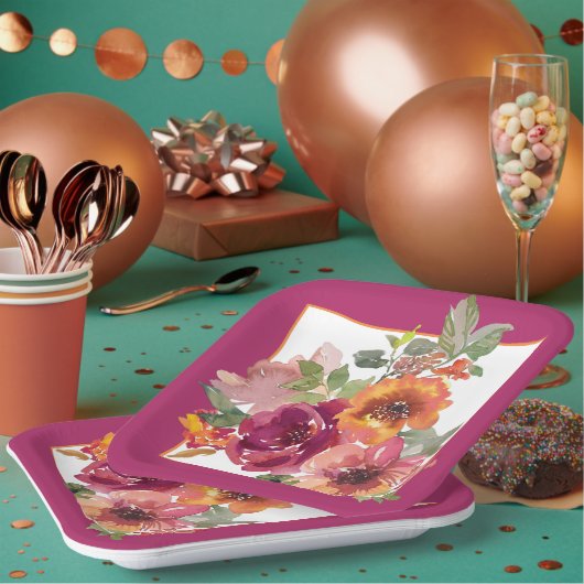 Waterverf van gebombardeerde herfsten papieren bordje (Multi)