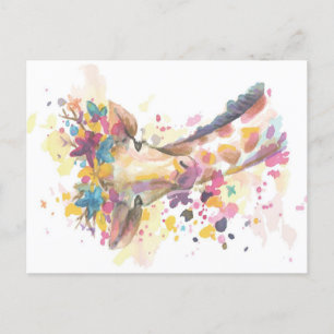 Waterverf van gekleurde Giraffe   Perfect geschenk Feestdagenkaart