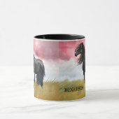Waterverf van geweldige paarden Koffiekoffie Mok (Midden)